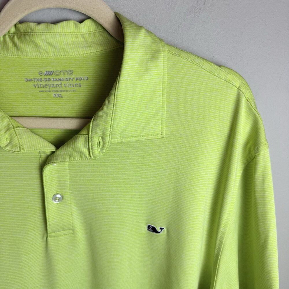 Vineyard Vines Mens XXL OTG On The Go Short Sleeve Button Polo Shirt Lime Green